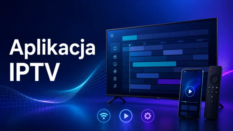 Aplikacja IPTV na ekranie Smart TV z przewodnikiem EPG i ustawieniami odtwarzania